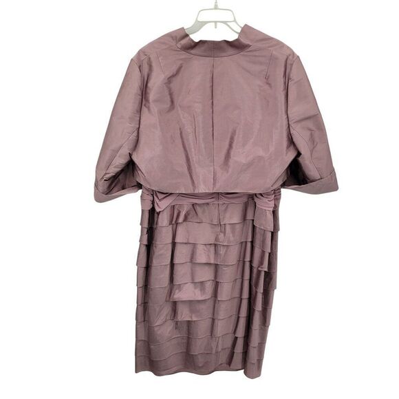Adrianna Papell Plus Sz 22W Mauve Pink Tiered Ruffle Layered Cocktail Dress 2pc - Picture 2 of 13